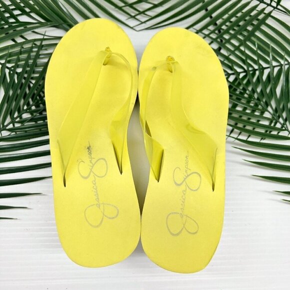 Jessica Simpson Meriana Wedge Flip Flop Thong Sandals Size 6M Yellow Slip On - Picture 5 of 9